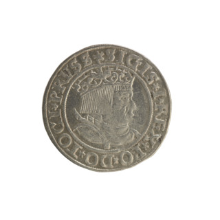 Prussian grosz, Sigismund I the Old (King of Poland; 1506–1548). Obverse: Crowned male bust in