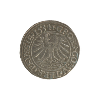 Prussian grosz, Sigismund I the Old (King of Poland; 1506–1548). Silver coin (grosz), 1534, Torun,