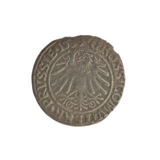 Prussian grosz, Sigismund I the Old (King of Poland; 1506–1548); Polish coin, Jagiellonian dynasty.