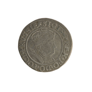 Prussian grosz, Sigismund I the Old (King of Poland; 1506–1548); Polish coin, Jagiellonian dynasty.