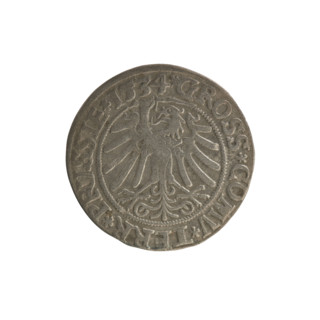 Prussian grosz, Sigismund I the Old (King of Poland; 1506–1548); Polish coin, Jagiellonian dynasty.