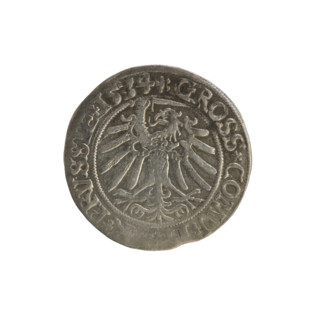 Prussian grosz, Sigismund I the Old (King of Poland; 1506–1548). Obverse: Crowned male bust in