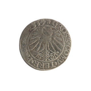 Prussian grosz, Sigismund I the Old (King of Poland; 1506–1548). Obverse: Crowned male bust in