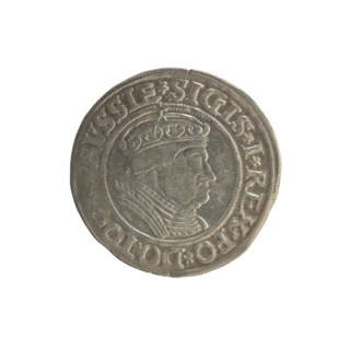 Prussian grosz, Sigismund I the Old (King of Poland; 1506–1548). Polish coin (Jagiellon dynasty).