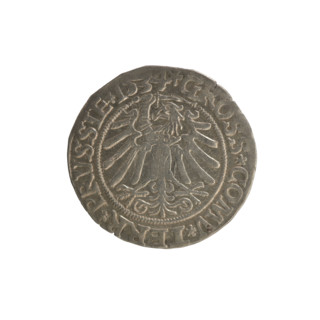Prussian grosz, Sigismund I the Old (King of Poland; 1506–1548). Polish coin, Jagiellon dynasty.
