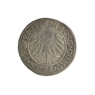 Prussian grosz, Sigismund I the Old (King of Poland; 1506–1548). Obverse: Crowned male bust in