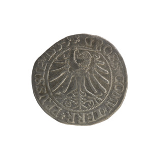 Prussian grosz, Sigismund I the Old (King of Poland; 1506–1548); Polish coin, Jagiellonian dynasty.