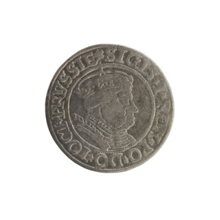 Prussian grosz, Sigismund I the Old (King of Poland; 1506–1548); Polish coin, Jagiellonian dynasty.