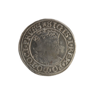 Prussian grosz, Sigismund I the Old (King of Poland; 1506–1548). Obverse: Crowned male bust in