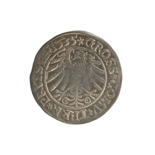 Prussian grosz, Sigismund I the Old (King of Poland; 1506–1548). Obverse: Crowned male bust in