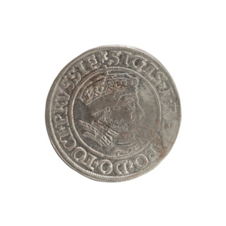 Prussian grosz, Sigismund I the Old (King of Poland; 1506–1548). Obverse: Crowned male bust in