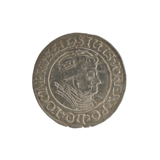 Prussian grosz, Sigismund I the Old (King of Poland; 1506–1548); Polish coin, Jagiellonian dynasty.