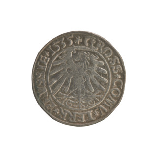 Prussian grosz, Sigismund I the Old (King of Poland; 1506–1548). Copper coin dated 1535, Torun,