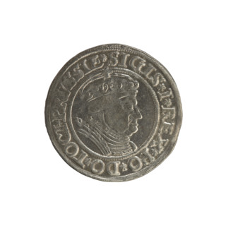 Prussian grosz, Sigismund I the Old (King of Poland; 1506–1548); Polish coin, Jagiellonian dynasty.