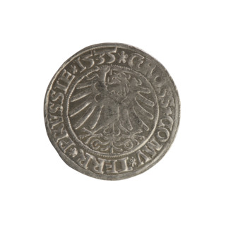 Prussian grosz, Sigismund I the Old (King of Poland; 1506–1548). Polish coin, Jagiellonian dynasty.