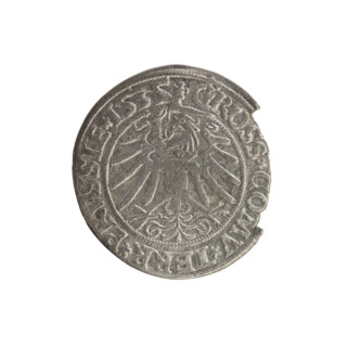 Prussian grosz, Sigismund I the Old (King of Poland; 1506–1548). Obverse: Crowned male bust in