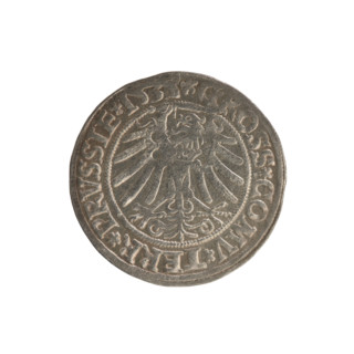 Prussian grosz, Sigismund I the Old (King of Poland; 1506–1548). Obverse: Crowned male bust in