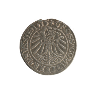 Prussian grosz, Sigismund I the Old (King of Poland; 1506–1548), 1535. Obverse: Crowned male bust