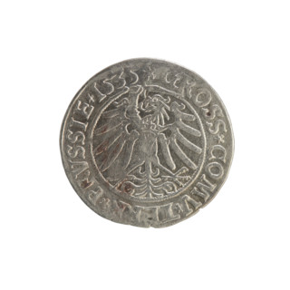 Prussian grosz, Sigismund I the Old (King of Poland; 1506–1548). Obverse: Crowned male bust in