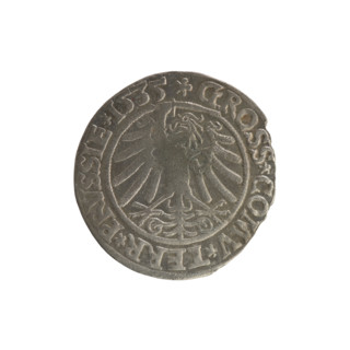 Prussian grosz, Sigismund I the Old (King of Poland; 1506–1548). Polish coin, Jagiellonian dynasty.
