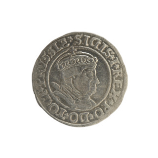 Prussian grosz, Sigismund I the Old (King of Poland; 1506–1548). Polish coin, Jagiellonian dynasty.