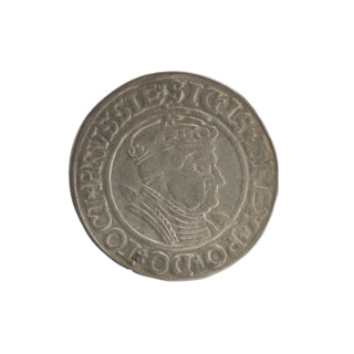 Prussian grosz, Sigismund I the Old (King of Poland; 1506–1548). Obverse: Crowned male bust in