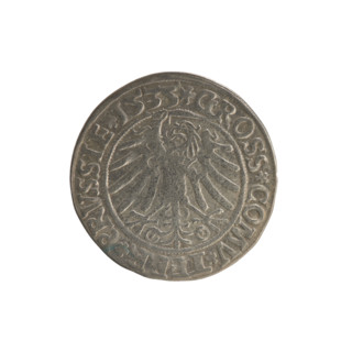 Prussian grosz, Sigismund I the Old (King of Poland; 1506–1548). Obverse: Crowned male bust in