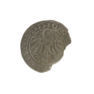 Prussian grosz, Sigismund I the Old (King of Poland; 1506–1548). Obverse: crowned male bust in