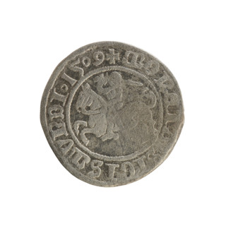 Lithuanian half-grosz, Sigismund I the Old (King of Poland; 1506–1548); 1509. Obverse: Pogon