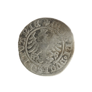 Lithuanian half-grosz, Sigismund I the Old (King of Poland; 1506–1548). Obverse: Pogon (Lithuanian