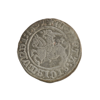 Lithuanian half-grosz, Sigismund I the Old (king of Poland; 1506–1548). Obverse: Pursuer