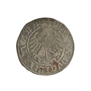 Lithuanian half-grosz, Sigismund I the Old (king of Poland; 1506–1548). Silver coin (half-grosz),