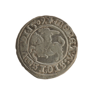 Lithuanian half-grosz, Sigismund I the Old (king of Poland; 1506–1548). Silver coin (half-grosz),