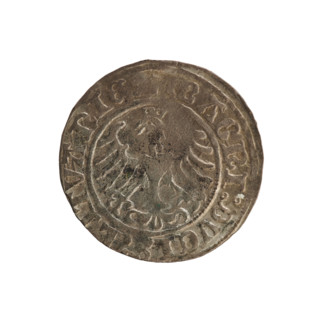Lithuanian half-grosz, Sigismund I the Old (king of Poland; 1506–1548). Silver coin dated 1509.