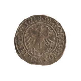Lithuanian half-grosz, Sigismund I the Old (king of Poland; 1506–1548). Coin (1509). Obverse: