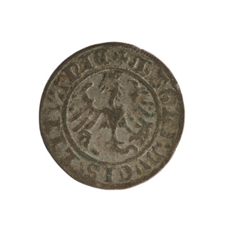 Lithuanian half-grosz, Sigismund I the Old (king of Poland; 1506–1548). Silver coin (half-grosz),