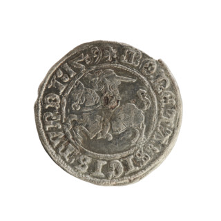 Lithuanian half-grosz, Sigismund I the Old (King of Poland; 1506–1548), 1509. Obverse: Pogon