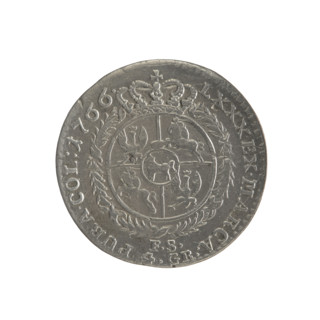 Gold crown (coin), 1766. Obverse: Head of Stanislaw August Poniatowski, inscription around the rim