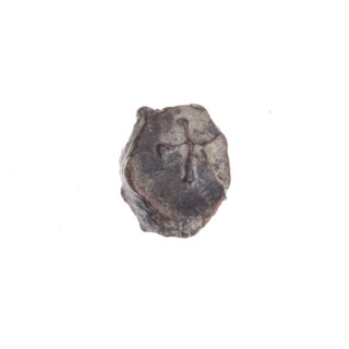 Fragment of a double-sided Drohiczyn seal. On one side, a cross with one arm ending in a triangle
