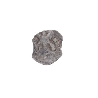 Fraction of a double-sided Drohiczyn seal. On one side, a bident with a crossed-out right arm; on