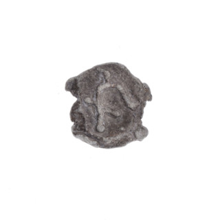 Drohiczyn seal — a fragment of a double-sided seal. One side: a bident with a crossed-out right arm