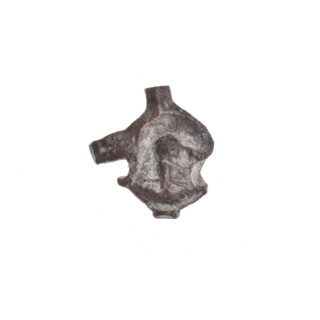 Fragment of a double-sided Drohiczyn seal. On one side a probable two-pronged shape is visible; on