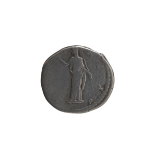 Denarius of Antoninus Pius (reigned 138–161) issued after 141. Obverse: Bust of Faustina I in