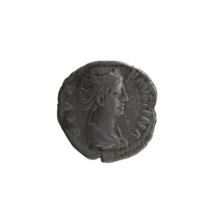 Denarius, posthumous issue for Faustina the Elder (98–141; Roman empress 138–141). Obverse: Bust of