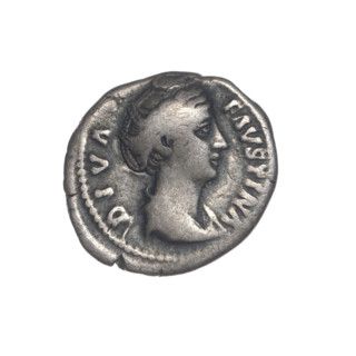 Denarius, posthumous for Faustina the Elder (98–141; Roman empress 138–141). Issuer: Antoninus Pius