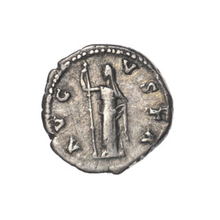 Denarius, posthumous issue of Faustina the Elder (98–141; Roman empress 138–141); issuer Antoninus