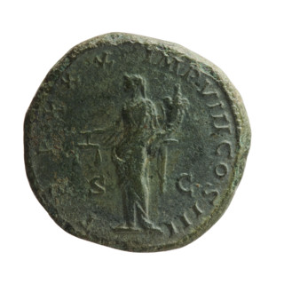 Dupondius of Marcus Aurelius (121–180; Roman emperor 161–180), issuer Marcus Aurelius. Obverse: