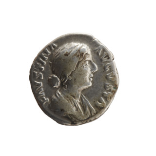 Denarius of Faustina the Younger (ca. 130–176; Roman empress 161–176), issued under Marcus Aurelius