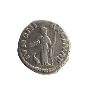 Denarius of Faustina the Younger (ca. 130–176), issuer Marcus Aurelius (121–180). Obverse: Bust of