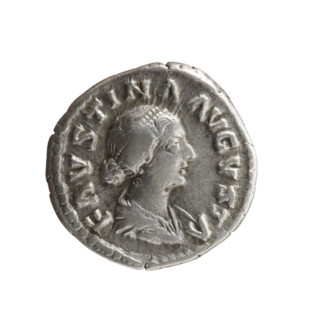 Denarius, portrait bust of Faustina the Younger in drapery facing right, inscribed FAVSTINA
